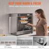 VEVOR Hot Box Food Warmer, 4-Tier Concession Warmer with Water Tray, 4 Pans, Glass Double-door and Adjustable Shelves, Stainless Steel Food Warmer Cabinet, Ideal for Storing Pizza, Chicken, Restaurant(4-Tier Transparent Double Doors)
