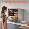 VEVOR Hot Box Food Warmer, 4-Tier Concession Warmer with Water Tray, 4 Pans, Glass Double-door and Adjustable Shelves, Stainless Steel Food Warmer Cabinet, Ideal for Storing Pizza, Chicken, Restaurant(4-Tier Transparent Double Doors)
