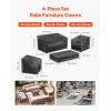 VEVOR Patio Furniture Cover 4-Piece Set, 420D Heavy Duty Waterproof Outdoor Dining Table and Chairs Cover Set, Lawn Patio Furniture Covers for Outdoor Sofa, Couch, Chairs, Coffee Table, Black