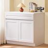 VEVOR White Shaker Base Cabinet, 36-Inch Unassembled Sink Base Cabinet, 36″ W x 24″ D x 34.5″ H Ready to Assemble Cabinet with Soft-Close Doors and Adjustable Shelf, for Home Office(36″W Sink Base Cabinet)