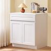 VEVOR White Shaker Base Cabinet, 36-Inch Unassembled Sink Base Cabinet, 36″ W x 24″ D x 34.5″ H Ready to Assemble Cabinet with Soft-Close Doors and Adjustable Shelf, for Home Office(30″W Sink Base Cabinet)