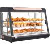 VEVOR 2-Tier Commercial Food Warmer Display, 850W Food Display Warmer w/Tempered Glass and Steam Heating, 86℉~185℉ Temperature Control, 111L Large Capacity for Hamburger, Pizza, Bread, Fried Chicken(3-Tier（137QT）)