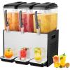 VEVOR Commercial Beverage Dispenser, 3 Tanks 12 L / 12.7 QT Per Tank Juice Dispenser, 370W Stainless Steel Ice Tea Drink Machine with 45°F-54°F Cooling Temperature, for Cold Drink Restaurant Bar Party(12L × 3)