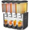 VEVOR Commercial Beverage Dispenser, 4 Tanks 10 L / 10.6 QT Per Tank Juice Dispenser, 430W Stainless Steel Ice Tea Drink Machine with 45°F-54°F Cooling Temperature, for Cold Drink Restaurant Bar Party(4 Tanks × 10 L)
