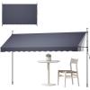 VEVOR Manual Retractable Awning, 157″ Outdoor Retractable Patio Awning Sunshade Shelter, Height Adjustable Patio Door Window Canopy with Manual Crank Handle for Backyard, Garden, Balcony, Dark Gray