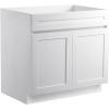 VEVOR White Shaker Base Cabinet, 36-Inch Unassembled Sink Base Cabinet, 36″ W x 24″ D x 34.5″ H Ready to Assemble Cabinet with Soft-Close Doors and Adjustable Shelf, for Home Office(36″W Sink Base Cabinet)
