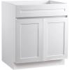VEVOR White Shaker Base Cabinet, 36-Inch Unassembled Sink Base Cabinet, 36″ W x 24″ D x 34.5″ H Ready to Assemble Cabinet with Soft-Close Doors and Adjustable Shelf, for Home Office(30″W Sink Base Cabinet)