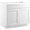 VEVOR White Shaker Base Cabinet, 36-Inch Unassembled Sink Base Cabinet, 36″ W x 24″ D x 34.5″ H Ready to Assemble Cabinet with Soft-Close Doors and Adjustable Shelf, for Home Office(30″W Base Cabinet)