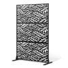 VEVOR Wooden Privacy Screen,36″ W x 73″ H Outdoor Privacy Screen, Freestanding Wood Privacy Panel with Stand,Outdoor Divider for Balcony Patio Lawn Garden(Black Leaf)