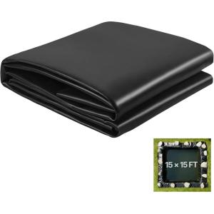 VEVOR 10 x 13 ft Pond Liner, 20 Mil Thickness, Pliable & Durable LLDPE Material, Easy Cutting Underlayment for Fish or Koi,Waterfall, Fountains, Water Gardens, Black(15 x 15 ft)