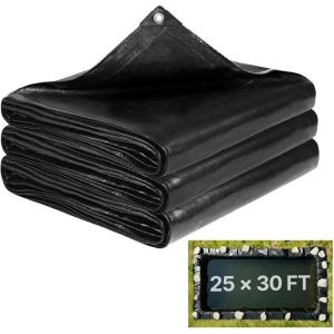 VEVOR 10 x 13 ft Pond Liner, 20 Mil Thickness, Pliable & Durable LLDPE Material, Easy Cutting Underlayment for Fish or Koi,Waterfall, Fountains, Water Gardens, Black(25 x 30 ft)