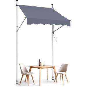 VEVOR 138″ x 47″ Patio Awning Retractable, Outdoor Retractable Patio Awning Sunshade Shelter, Adjustable Patio Door Window Canopy with Manual Crank Handle for Backyard, Garden, Balcony, Dark Gray(59″ ×47″)