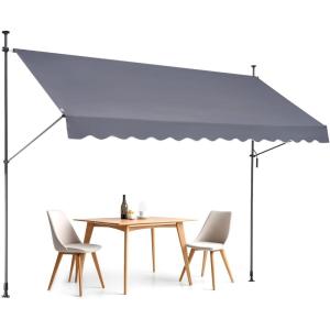 VEVOR 138″ x 47″ Patio Awning Retractable, Outdoor Retractable Patio Awning Sunshade Shelter, Adjustable Patio Door Window Canopy with Manual Crank Handle for Backyard, Garden, Balcony, Dark Gray(138″ × 47″)