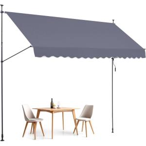 VEVOR 138″ x 47″ Patio Awning Retractable, Outdoor Retractable Patio Awning Sunshade Shelter, Adjustable Patio Door Window Canopy with Manual Crank Handle for Backyard, Garden, Balcony, Dark Gray(157″ ×47″)