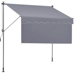 VEVOR 138″ x 47″ Patio Awning Retractable, Outdoor Retractable Patio Awning Sunshade Shelter, Adjustable Patio Door Window Canopy with Manual Crank Handle for Backyard, Garden, Balcony, Dark Gray(78″×47″)