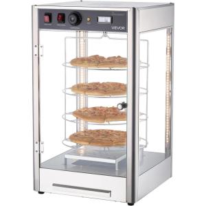 VEVOR 2-Tier Commercial Food Warmer Display, 850W Food Display Warmer w/Tempered Glass and Steam Heating, 86℉~185℉ Temperature Control, 111L Large Capacity for Hamburger, Pizza, Bread, Fried Chicken(4-Tier（14″）)