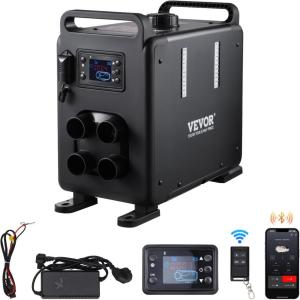 VEVOR 8KW Diesel Air Heater, 12V/24V All in One, Bluetooth APP Control, Remote Control and Display Screen, CO Alarm, Fast Heating Vertical Portable for Vehicles, Garage(Black)