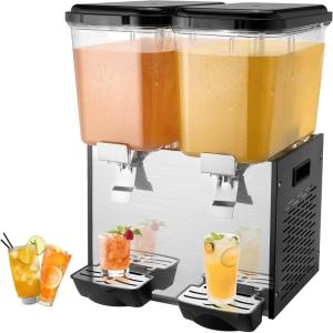 VEVOR Commercial Beverage Dispenser, 3 Tanks 18 L / 19 QT Per Tank Juice Dispenser, 512W Stainless Steel Ice Tea Drink Machine with 45°F-54°F Cooling Temperature, for Cold Drink Restaurant Bar Party(2 tanks x 18L)
