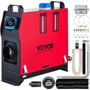 VEVOR Diesel Air Heater, 8 kW DC12-24V, Fast Heating Diesel Parking Heater with Remote Control and Blue LCD Switch, Low Noise, Pre-Heating Function, for RV, Truck, Camper, Van, Boat and Trailer(Red)