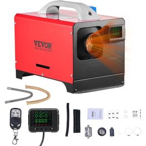 VEVOR Diesel Heater, 12V All-in-one Diesel Air Heater with Remote Control and LCD Display, 5L Fuel Tank Fast Heating Portable Diesel Parking Heater for RV, Truck, 8KW, Basic, Red(8KW-Red)