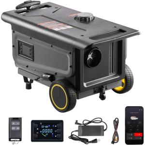VEVOR Diesel Heater, 8KW, DC 12V/24V, All in One Portable Diesel Air Heater with Bluetooth APP Control, Remote Control and LCD Screen, Trolley Design, 1.3 Gal Fuel Tank for Trucks, Vans, RVs, Campers