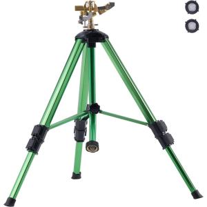 VEVOR Impact Sprinkler on Tripod Base, 2 Packs, Heavy Duty Tripod Sprinklers with Brass Head & 3/4″ NH Connector, 360 Degree Large Area Irrigation Sprinkler, Adjustable Heights Sprinkler for Yard(1PC)