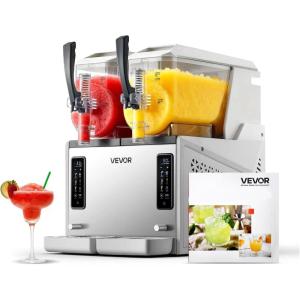 VEVOR Slushie Machine, 3L/100oz No Ice Needed Slushy Machine for Home, Frozen Drink Maker with Single Tank, Margarita Machine with Self-Cleaning, for Frozen Margaritas, Frappés, Milkshake & More(Stainless steel color + beige)