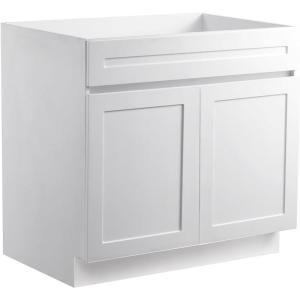 VEVOR White Shaker Base Cabinet, 36-Inch Unassembled Sink Base Cabinet, 36″ W x 24″ D x 34.5″ H Ready to Assemble Cabinet with Soft-Close Doors and Adjustable Shelf, for Home Office(36″W Sink Base Cabinet)