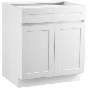 VEVOR White Shaker Base Cabinet, 36-Inch Unassembled Sink Base Cabinet, 36″ W x 24″ D x 34.5″ H Ready to Assemble Cabinet with Soft-Close Doors and Adjustable Shelf, for Home Office(36″W Base Cabinet)
