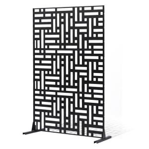 VEVOR Wooden Privacy Screen,36″ W x 73″ H Outdoor Privacy Screen, Freestanding Wood Privacy Panel with Stand,Outdoor Divider for Balcony Patio Lawn Garden(Black Street)