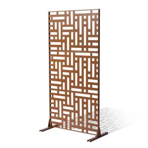 VEVOR Wooden Privacy Screen,36″ W x 73″ H Outdoor Privacy Screen, Freestanding Wood Privacy Panel with Stand,Outdoor Divider for Balcony Patio Lawn Garden(Brown Street)