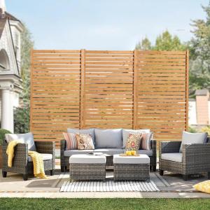 VEVOR Wooden Privacy Screen,36″ W x 73″ H Outdoor Privacy Screen, Freestanding Wood Privacy Panel with Stand,Outdoor Divider for Balcony Patio Lawn Garden(Natural Wood)