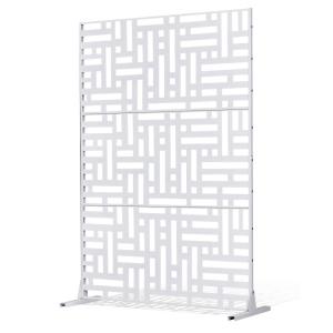 VEVOR Wooden Privacy Screen,36″ W x 73″ H Outdoor Privacy Screen, Freestanding Wood Privacy Panel with Stand,Outdoor Divider for Balcony Patio Lawn Garden(White Street)