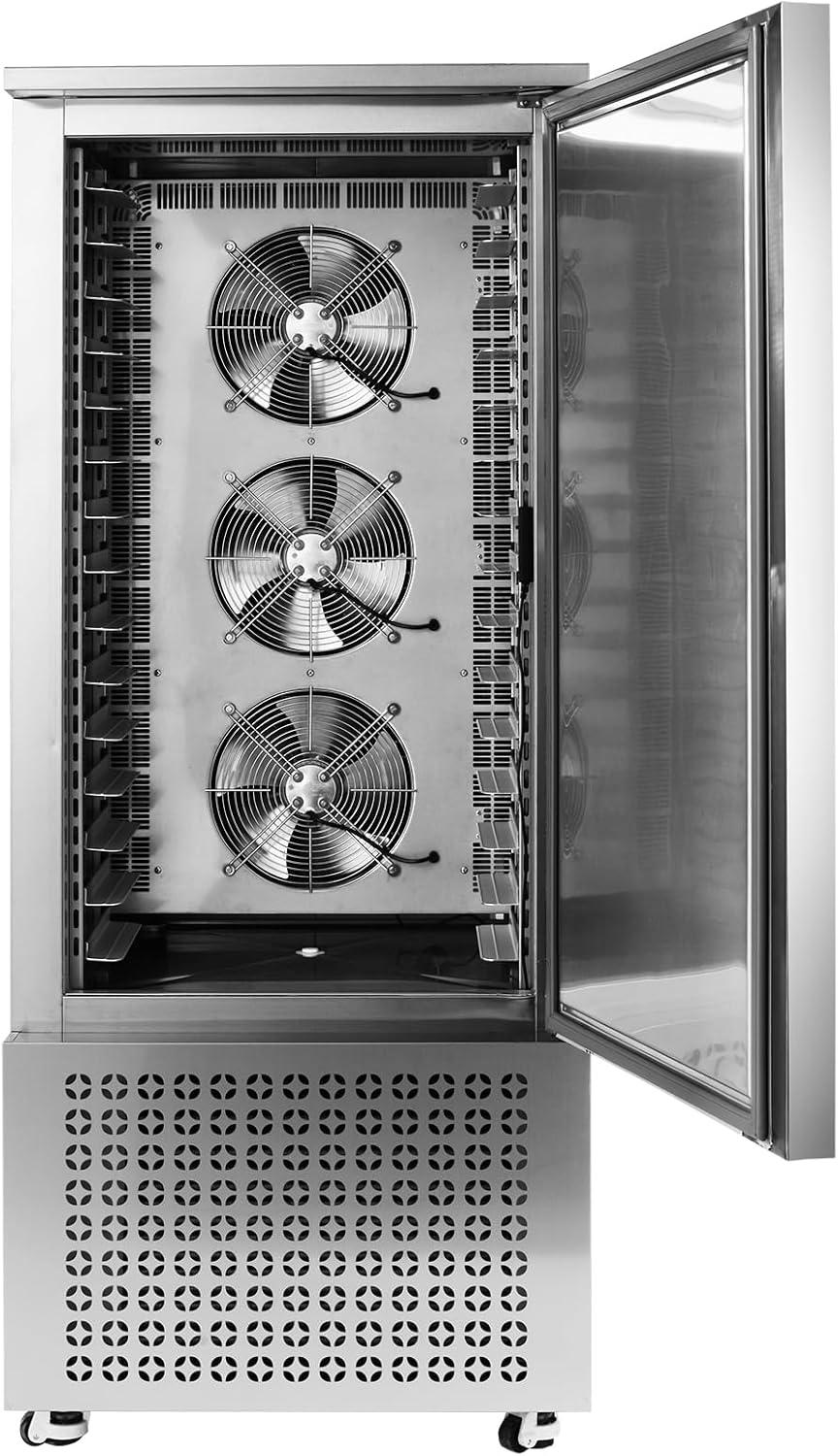 image:imageVEVOR 114 L Blast Chiller 5 Trays Commercial Flash Freezers lt3168Fgt 4 Modes Chest Shock Frozen 304 Stainless Steel Flash Freezer 360 Defrost Blast Chiller with Caster for Seafood Ice Cream370L