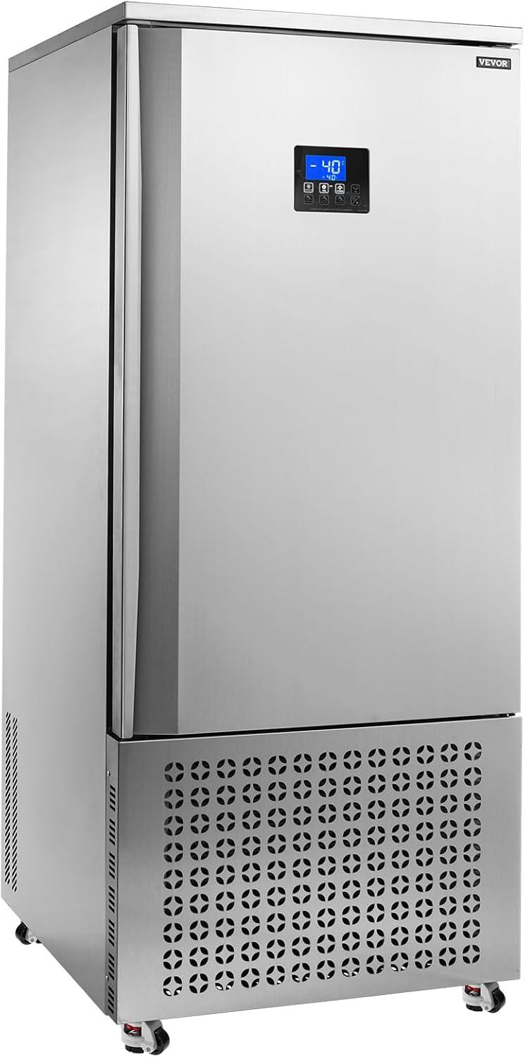 image:imageVEVOR 114 L Blast Chiller 5 Trays Commercial Flash Freezers lt3168Fgt 4 Modes Chest Shock Frozen 304 Stainless Steel Flash Freezer 360 Defrost Blast Chiller with Caster for Seafood Ice Cream370L