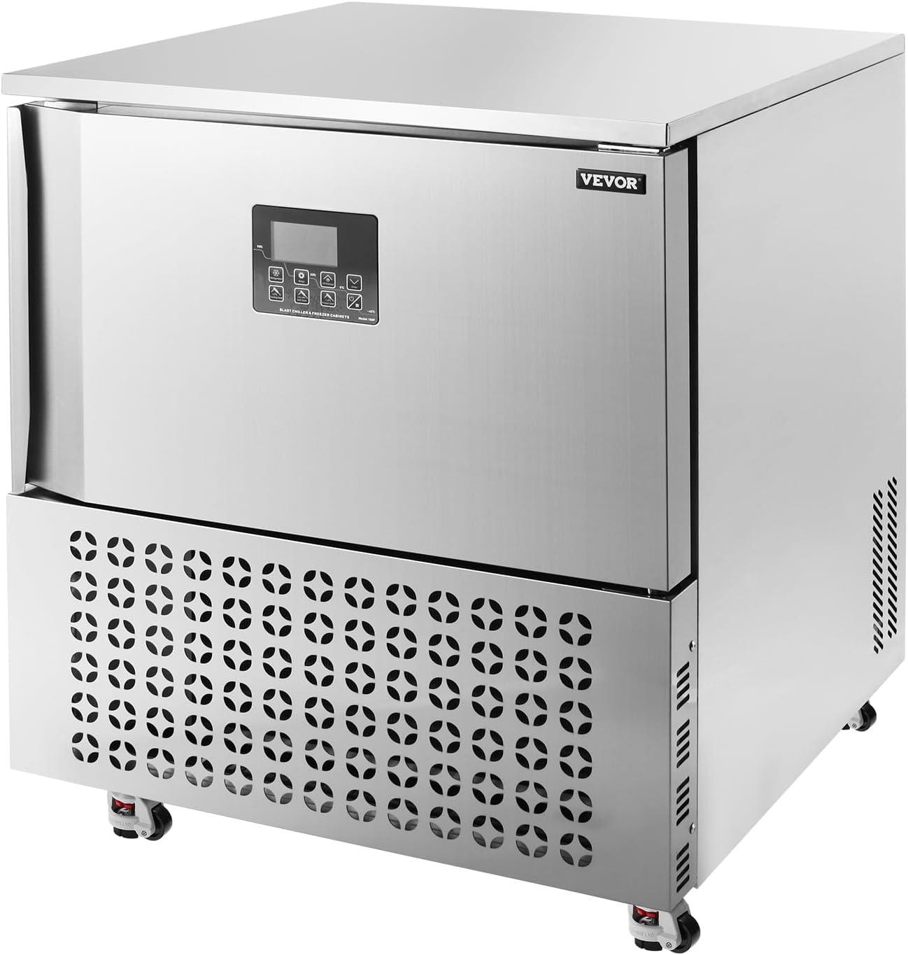 image:imageVEVOR 114 L Blast Chiller 5 Trays Commercial Flash Freezers lt3168Fgt 4 Modes Chest Shock Frozen 304 Stainless Steel Flash Freezer 360 Defrost Blast Chiller with Caster for Seafood Ice Cream114L