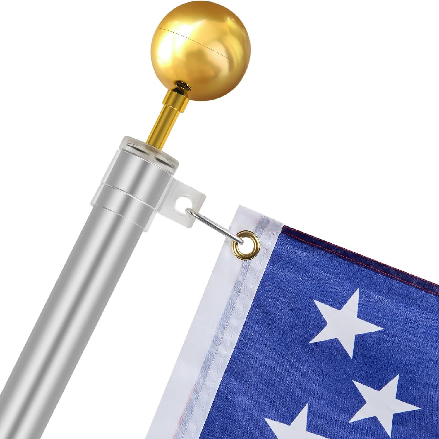 image:imageVEVOR 20FT Telescoping Flag Pole Kit Heavy Duty Aluminum Alloy in Ground Flag Poles for Outside 3 Display Modes Flagpole with 3x5 American Flag Professional Accessories SilverSilver
