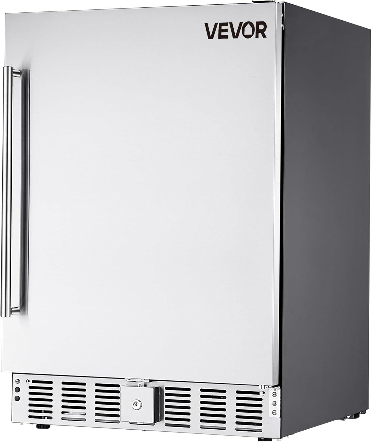 image:imageVEVOR 24Inch Outdoor Beverage Refrigerator 150 QT Builtin Drink Fridge 056 kWhDay EnergyEfficient Cooler with 304 Stainless Steel Door Holds 180 Cans for Outdoor Kitchen Home Bar Patio