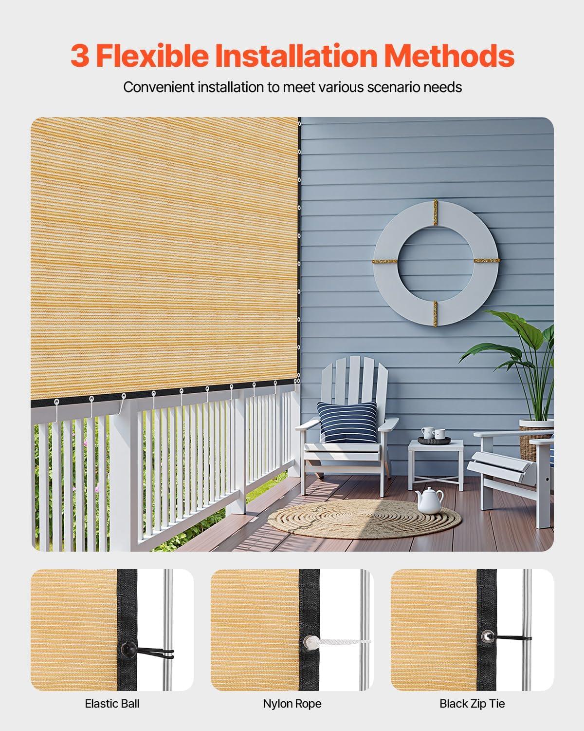 image:imageVEVOR 90 Sun Shade Cloth 8 x 12 ft Pergola Shade Cover with Stainless Steel Grommets Sun Shades Canopy Privacy Screen with 140 GSM HDPE Material for Outdoor Patio Garden and Backyard Black12 x 20 ft Beige