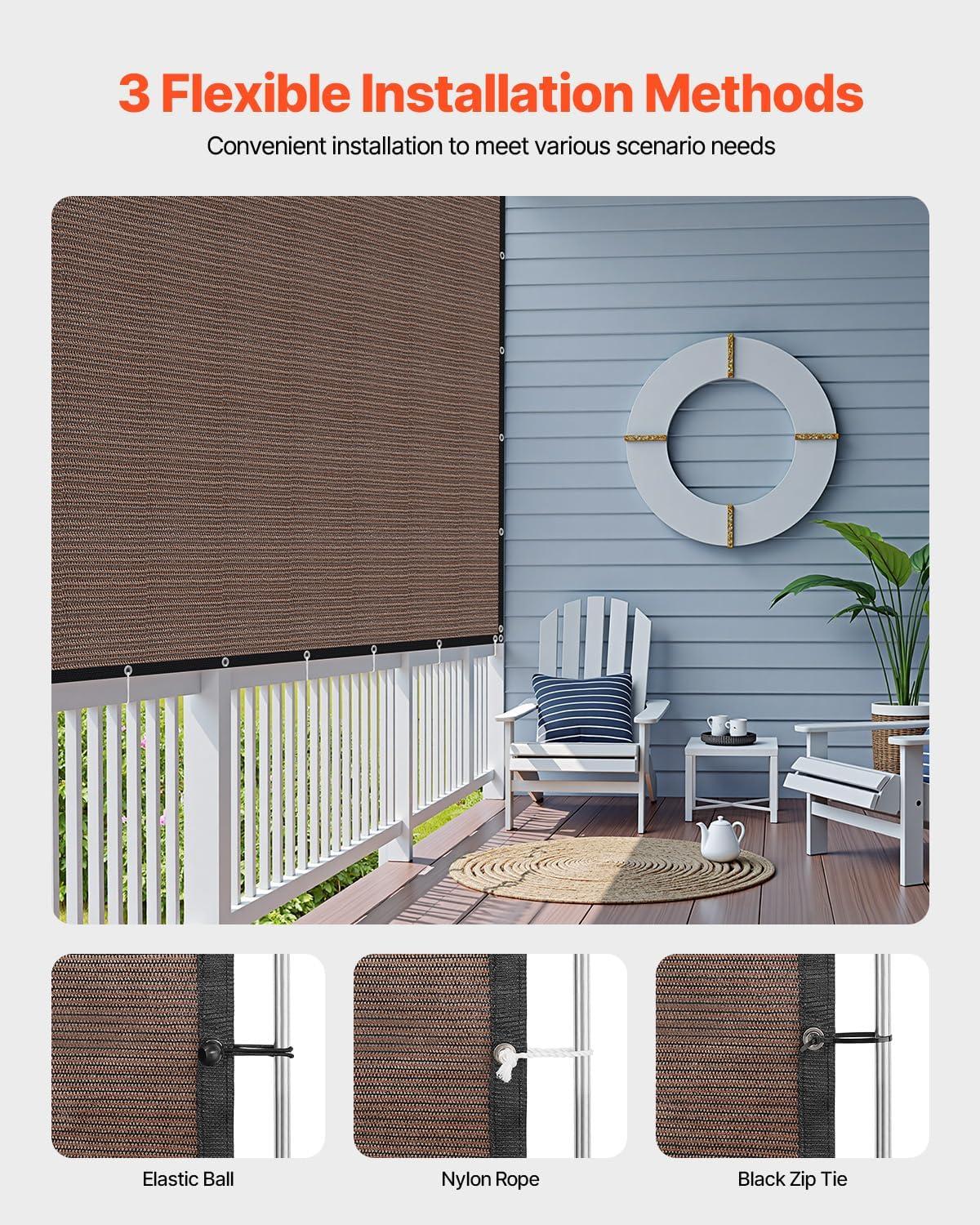 image:imageVEVOR 90 Sun Shade Cloth 8 x 12 ft Pergola Shade Cover with Stainless Steel Grommets Sun Shades Canopy Privacy Screen with 140 GSM HDPE Material for Outdoor Patio Garden and Backyard Black10 x 12 ft Brown
