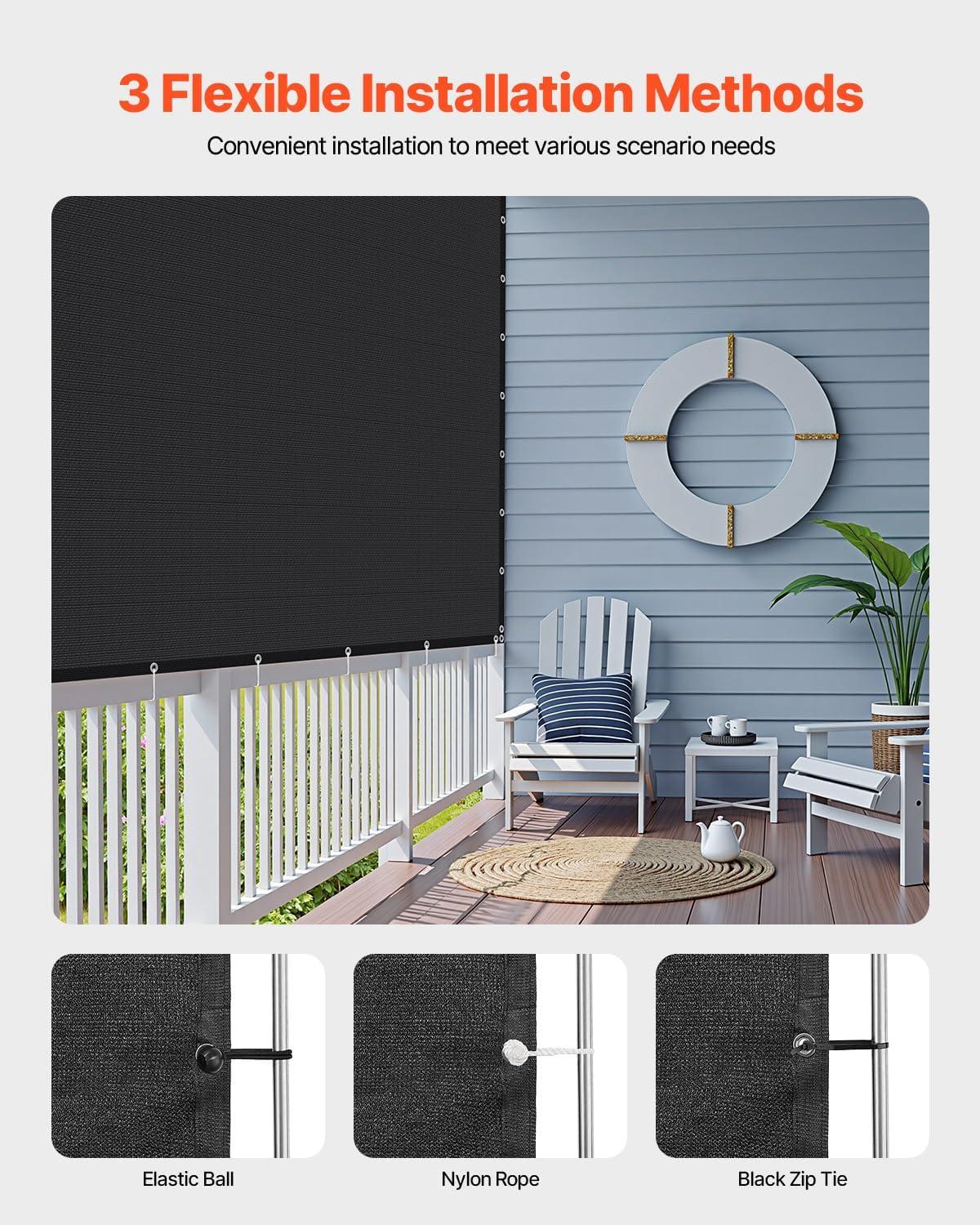 image:imageVEVOR 90 Sun Shade Cloth 8 x 12 ft Pergola Shade Cover with Stainless Steel Grommets Sun Shades Canopy Privacy Screen with 140 GSM HDPE Material for Outdoor Patio Garden and Backyard Black8 x 12 ft Black