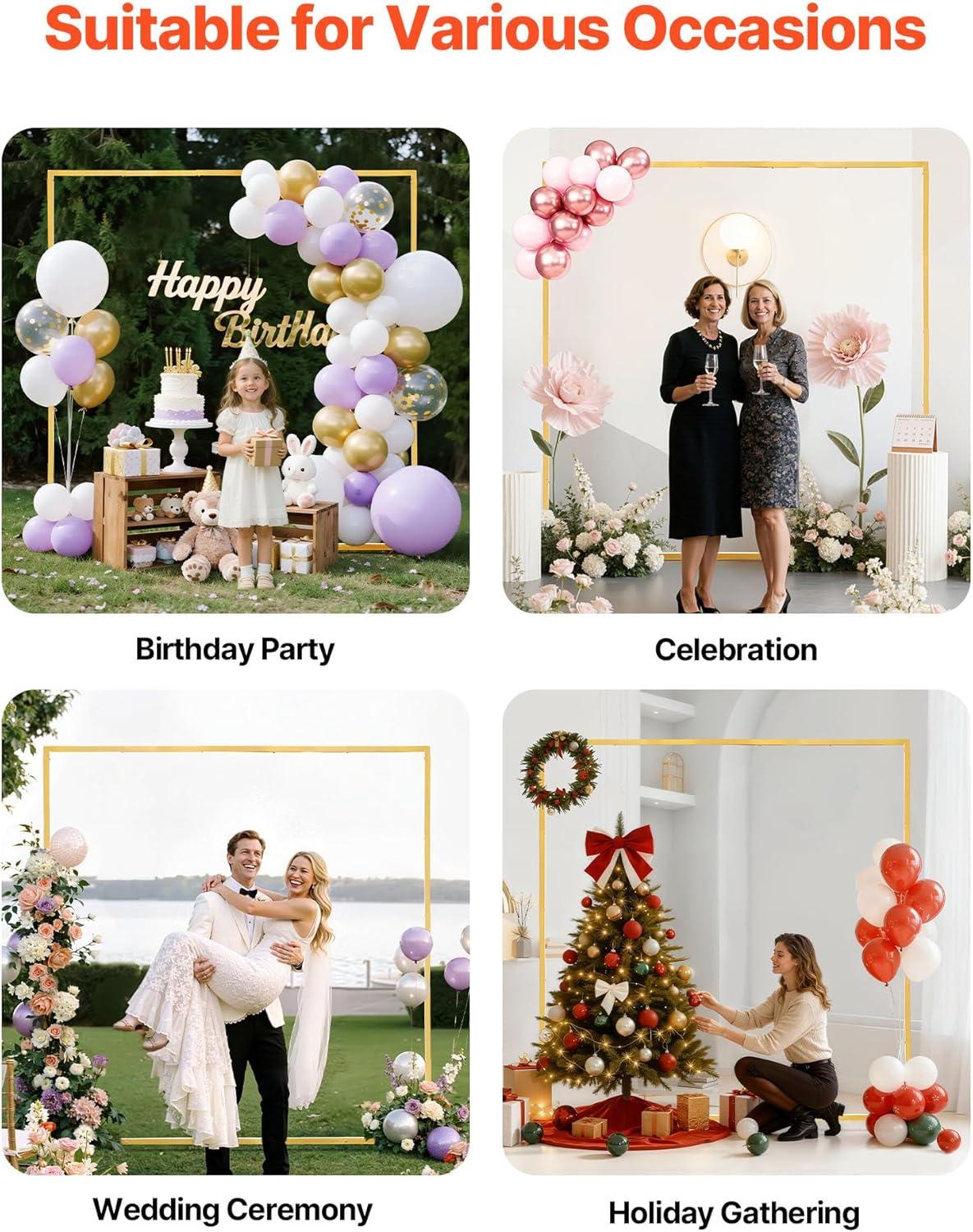 image:imageVEVOR Arch Backdrop Stand 6Ft 5Ft amp 4Ft Set of 3 Balloon Metal Arch Stand for Ceremony Gold Wedding Arch Backdrop Stand Fit for Birthday Party Baby Shower Graduations Holiday66ft