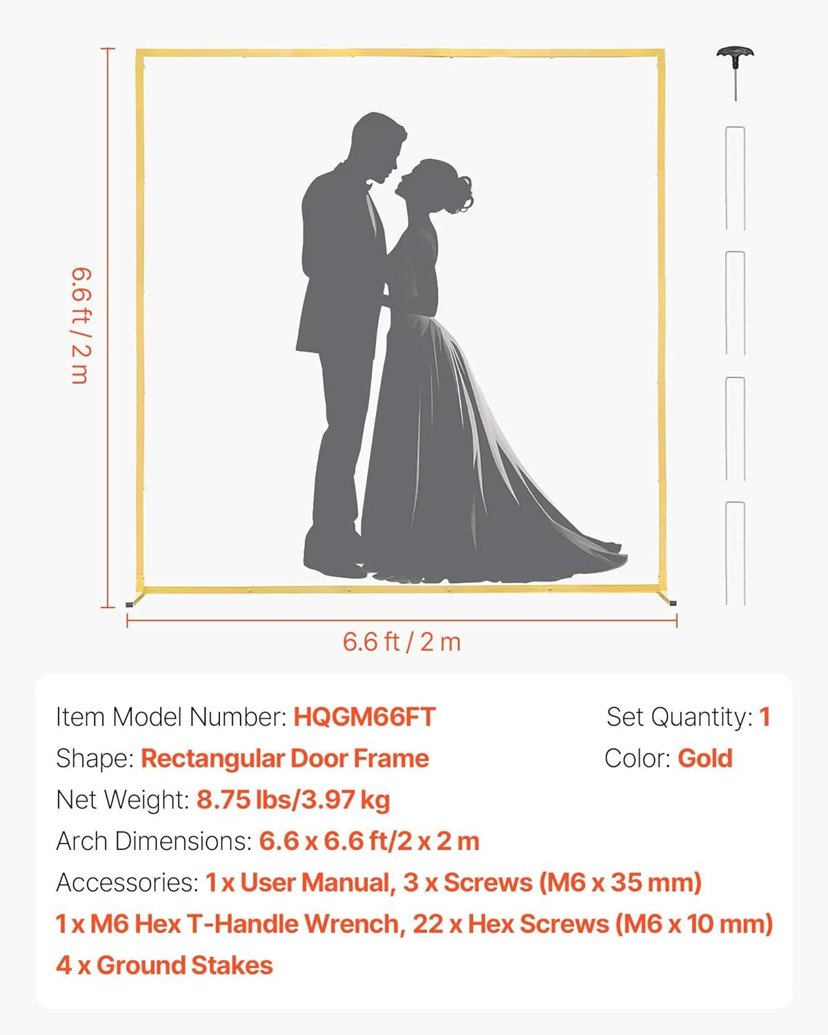 image:imageVEVOR Arch Backdrop Stand 6Ft 5Ft amp 4Ft Set of 3 Balloon Metal Arch Stand for Ceremony Gold Wedding Arch Backdrop Stand Fit for Birthday Party Baby Shower Graduations Holiday66ft