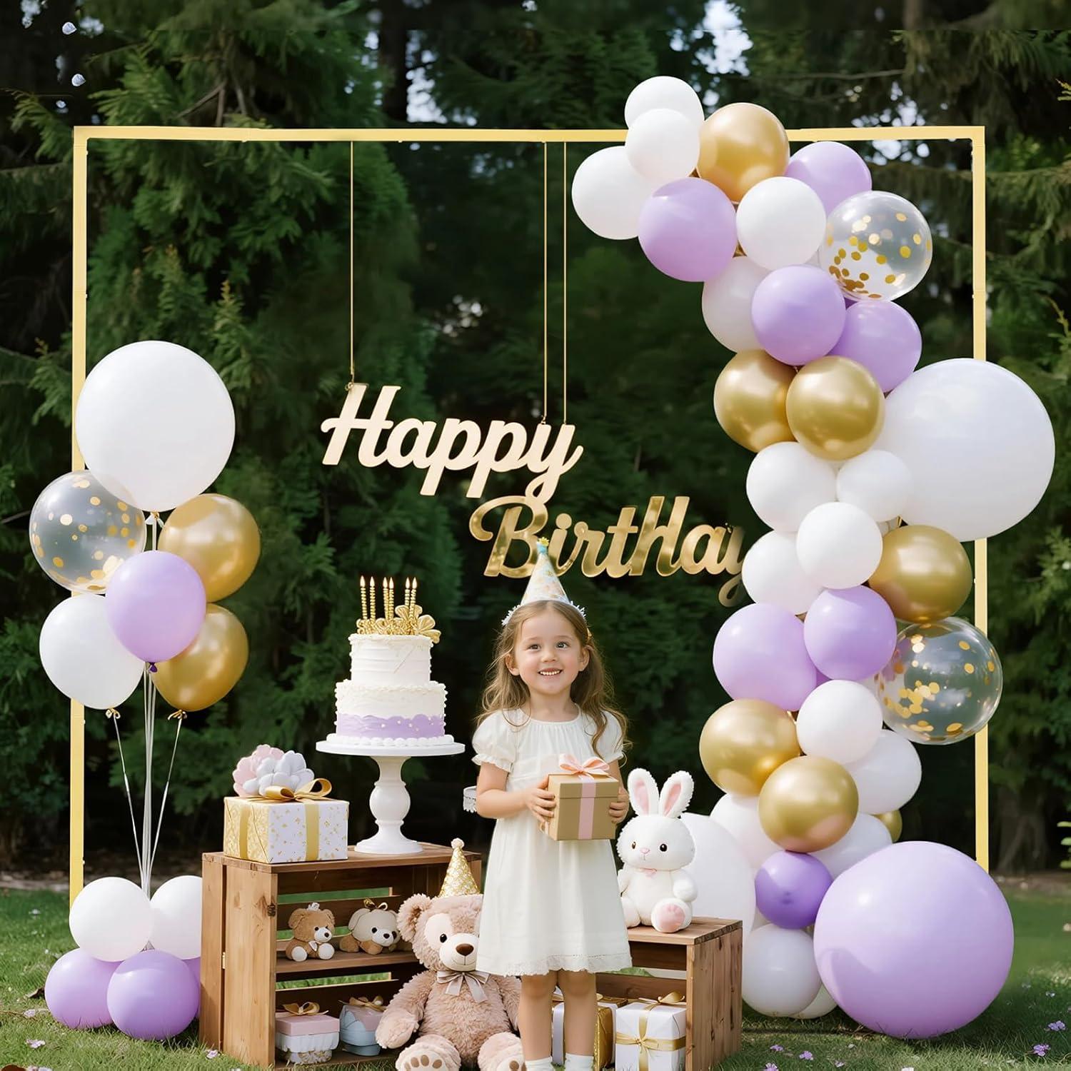 image:imageVEVOR Arch Backdrop Stand 6Ft 5Ft amp 4Ft Set of 3 Balloon Metal Arch Stand for Ceremony Gold Wedding Arch Backdrop Stand Fit for Birthday Party Baby Shower Graduations Holiday88ft