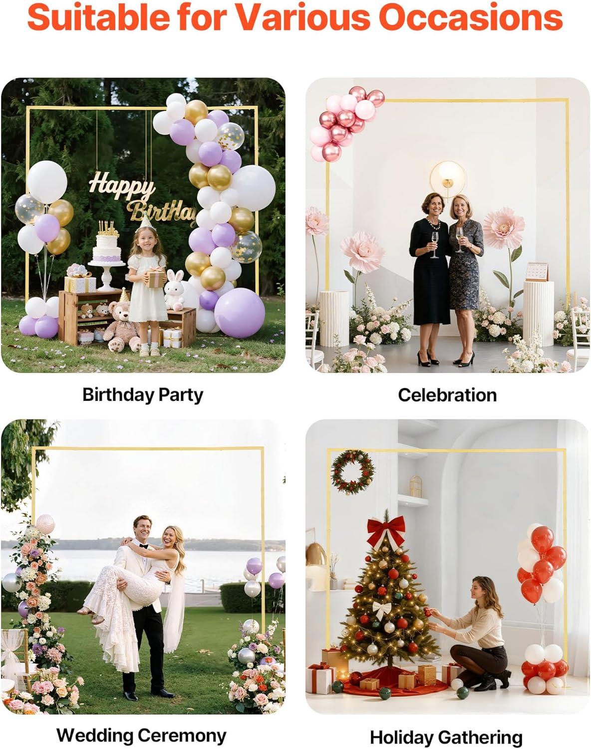 image:imageVEVOR Arch Backdrop Stand 6Ft 5Ft amp 4Ft Set of 3 Balloon Metal Arch Stand for Ceremony Gold Wedding Arch Backdrop Stand Fit for Birthday Party Baby Shower Graduations Holiday88ft