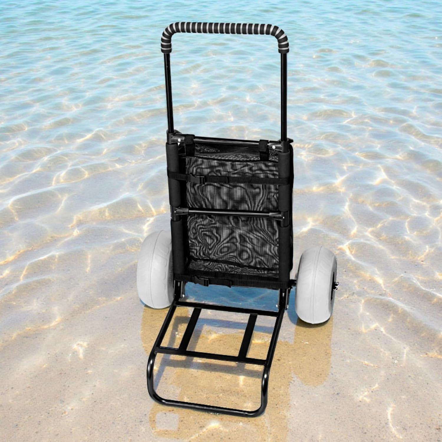 image:imageVEVOR Beach Dolly with Big Wheels for Sand 299 x 154 Cargo Deck w 12 Balloon Wheels 165LBS Loading Capacity Folding Sand Cart amp 27 to 447 Adjustable Height Heavy Duty Cart for Beach20 x 15 Cargo Deck 9 Balloon Wheels