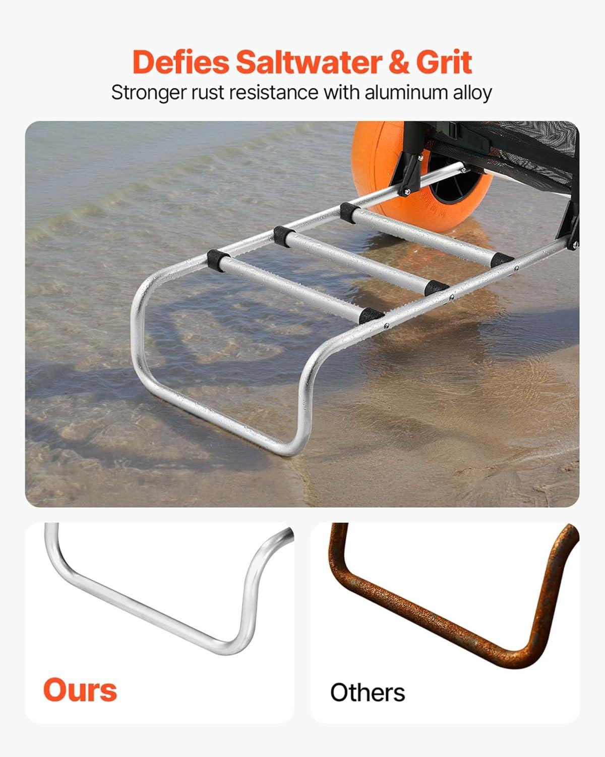 image:imageVEVOR Beach Dolly with Big Wheels for Sand 299 x 154 Cargo Deck w 12 Balloon Wheels 165LBS Loading Capacity Folding Sand Cart amp 27 to 447 Adjustable Height Heavy Duty Cart for Beach30 X 15 Cargo Deck 12 Balloon Wheels
