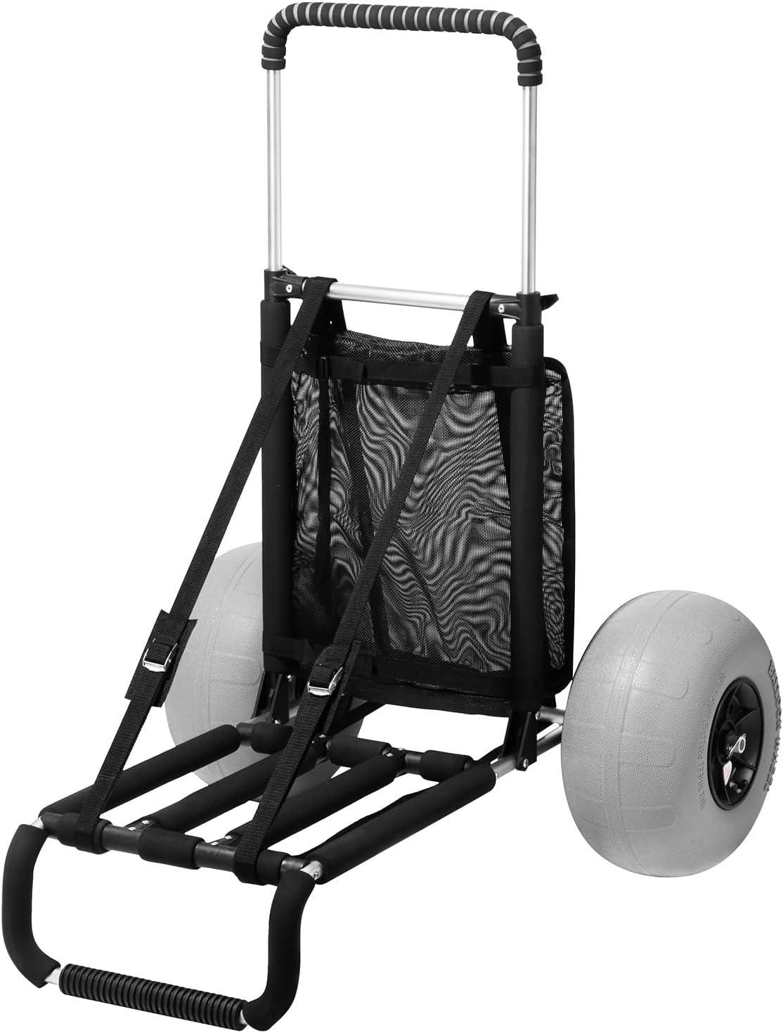 image:imageVEVOR Beach Dolly with Big Wheels for Sand 299 x 154 Cargo Deck w 12 Balloon Wheels 165LBS Loading Capacity Folding Sand Cart amp 27 to 447 Adjustable Height Heavy Duty Cart for Beach30 X 15 Cargo Deck 12 Balloon Wheels