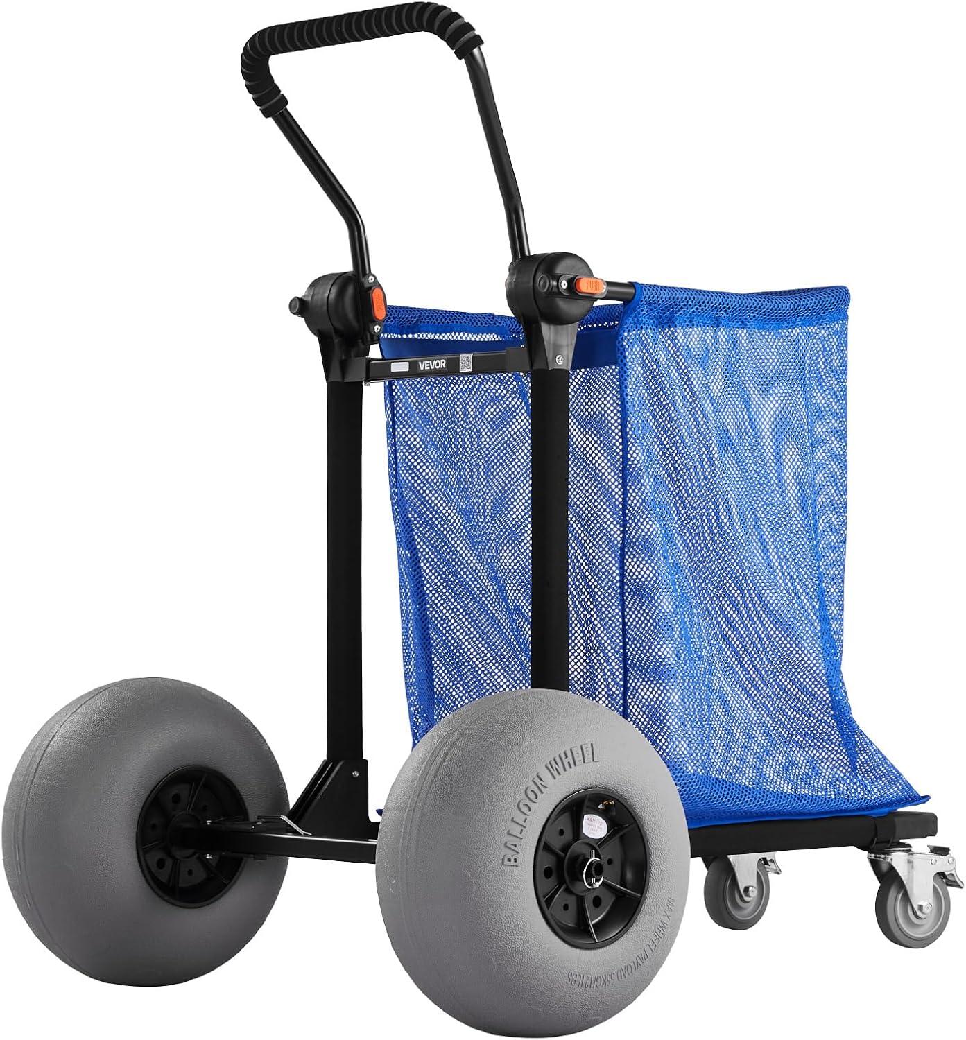 image:imageVEVOR Beach Dolly with Big Wheels for Sand 299 x 154 Cargo Deck w 12 Balloon Wheels 165LBS Loading Capacity Folding Sand Cart amp 27 to 447 Adjustable Height Heavy Duty Cart for Beach9808501100mm