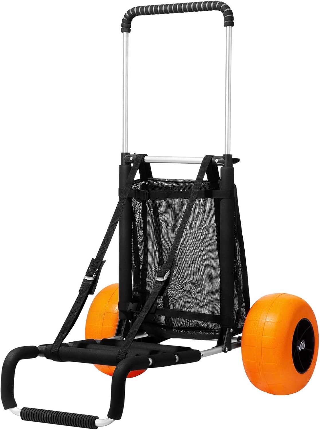 image:imageVEVOR Beach Dolly with Big Wheels for Sand 299 x 154 Cargo Deck w 12 Balloon Wheels 165LBS Loading Capacity Folding Sand Cart amp 27 to 447 Adjustable Height Heavy Duty Cart for Beach30 X 15 Cargo Deck 12 Balloon Wheels